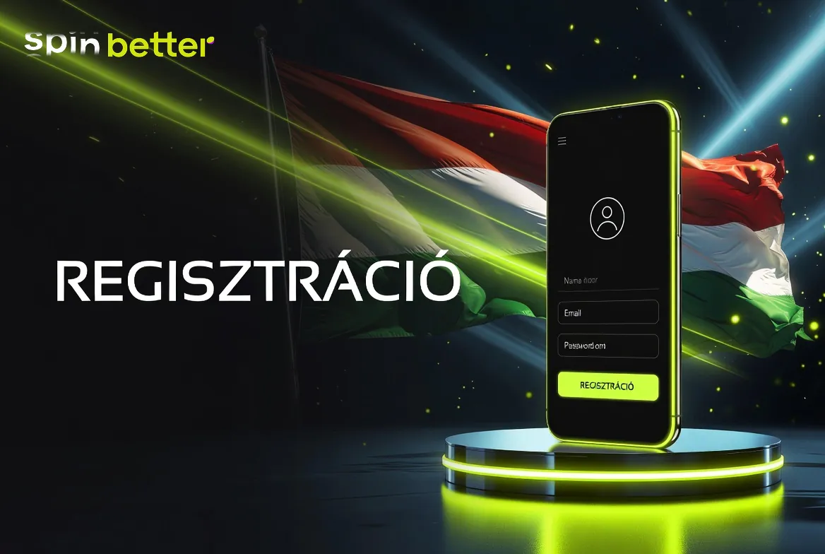 SpinBetter regisztráció űrlapja a pénznem kiválasztásával